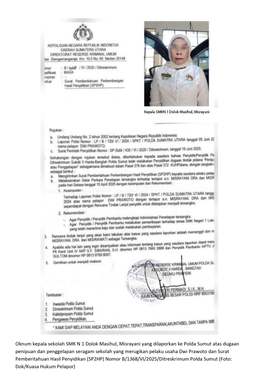Kasus Dugaan Penipuan Kepala SMKN 1 Dolok Masihul Resmi Dikirim ke Kejaksaan