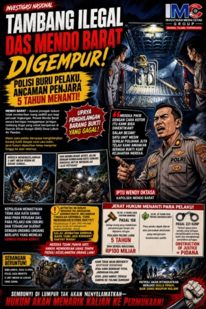 TAMBANG ILEGAL DAS MENDO BARAT DI GEMPUR POLISI BURU PELAKU, ANCAMAN PENJARA 5 TAHUN MENANTI